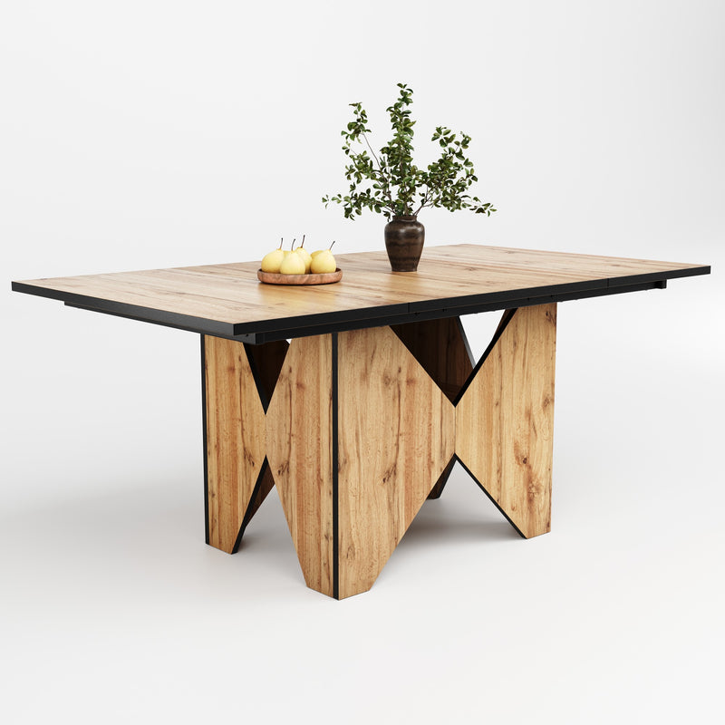 Table de salle à manger effet bois pour 4-6 personnes 138,5*80*75cm QUNZIL