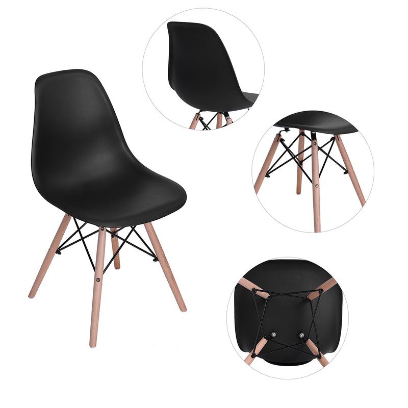 Ensemble table et 4 chaises de salle à manger scandinave blanc et noir pieds bois 110x70 LONDON S + RICO BLACK