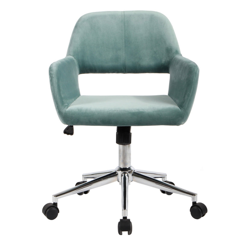 Chaise de bureau moderne en velours bleu aqua réglable et 360°  ROSS CHROME VELVET AQUA UK