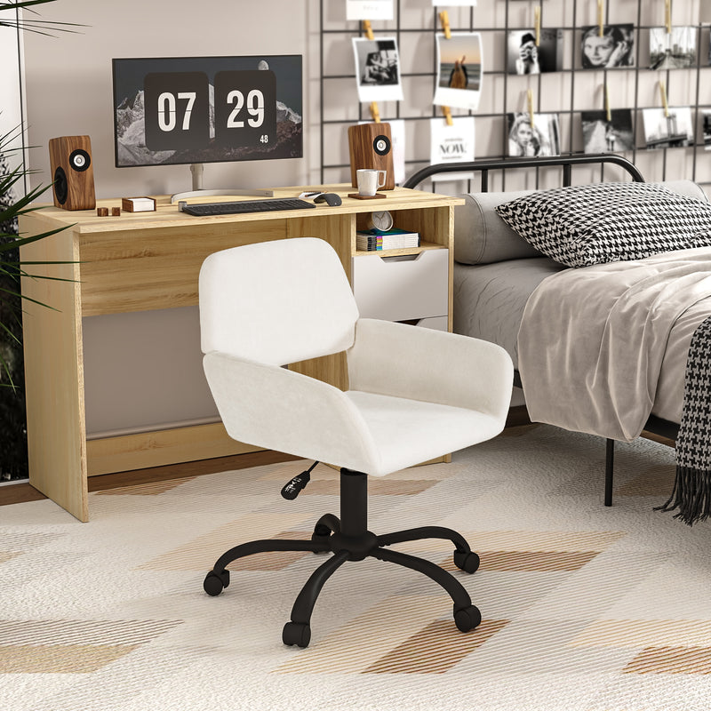 Chaise de bureau scandinave tissu beige pivotante hauteur réglable et 5 roulettes ROSS KD CHENILLE BEIGE BLACK