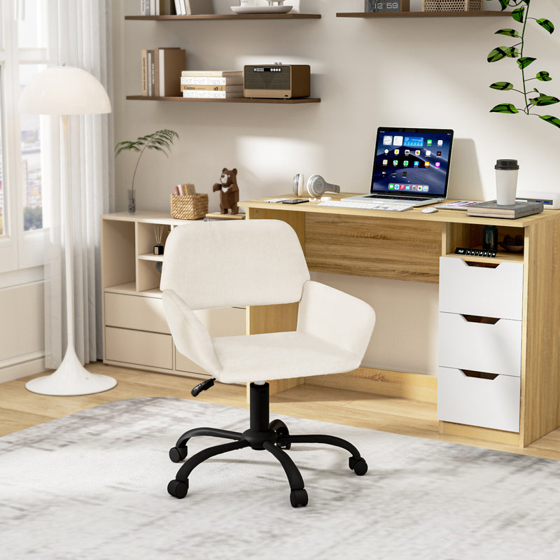 Chaise de bureau scandinave tissu beige pivotante hauteur réglable et 5 roulettes ROSS KD CHENILLE BEIGE BLACK