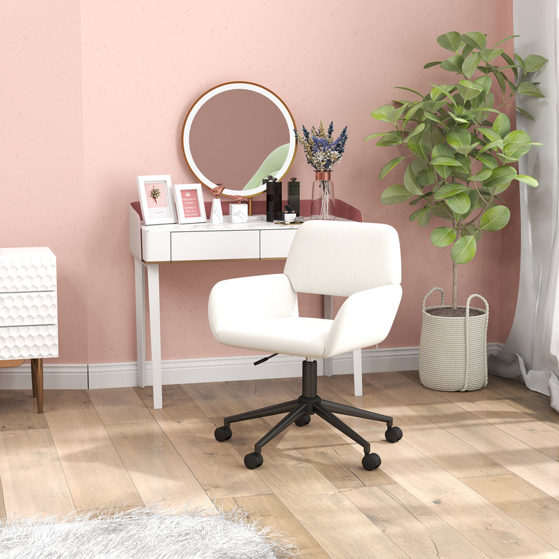 Chaise de bureau scandinave tissu beige pivotante hauteur réglable et 5 roulettes ROSS KD CHENILLE BEIGE BLACK