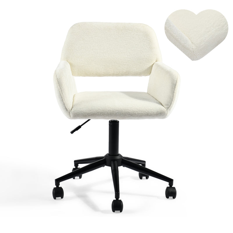 Chaise de bureau en tissu éponge beige, réglable en hauteur, rotation à 360° ROSS KD BUFAN BEIGE BLACK