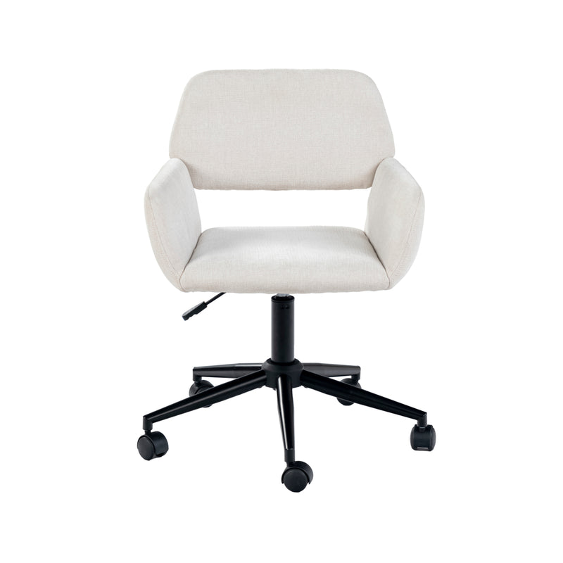 Chaise de bureau scandinave tissu beige pivotante hauteur réglable et 5 roulettes ROSS KD CHENILLE BEIGE BLACK