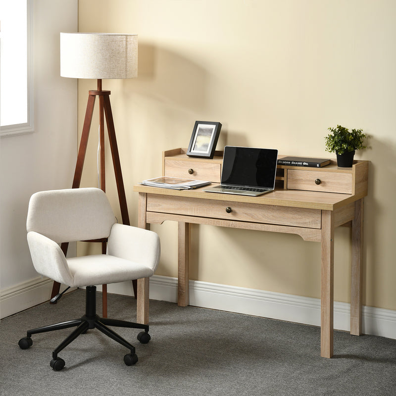 Chaise de bureau scandinave tissu beige pivotante hauteur réglable et 5 roulettes ROSS KD CHENILLE BEIGE BLACK