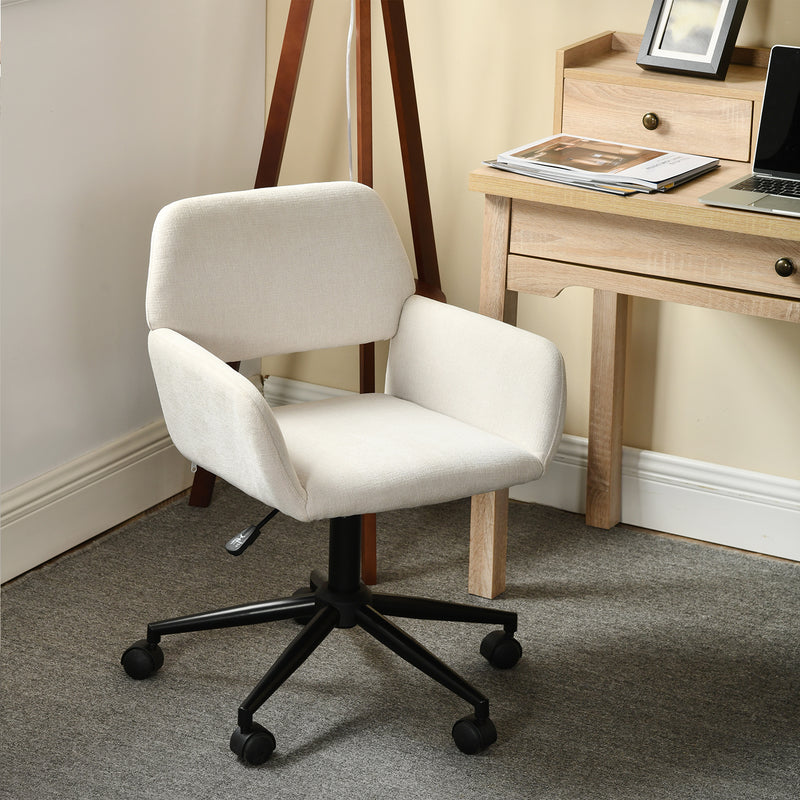 Chaise de bureau scandinave tissu beige pivotante hauteur réglable et 5 roulettes ROSS KD CHENILLE BEIGE BLACK