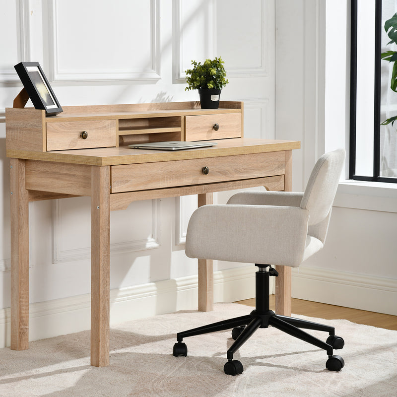 Chaise de bureau scandinave tissu beige pivotante hauteur réglable et 5 roulettes ROSS KD CHENILLE BEIGE BLACK