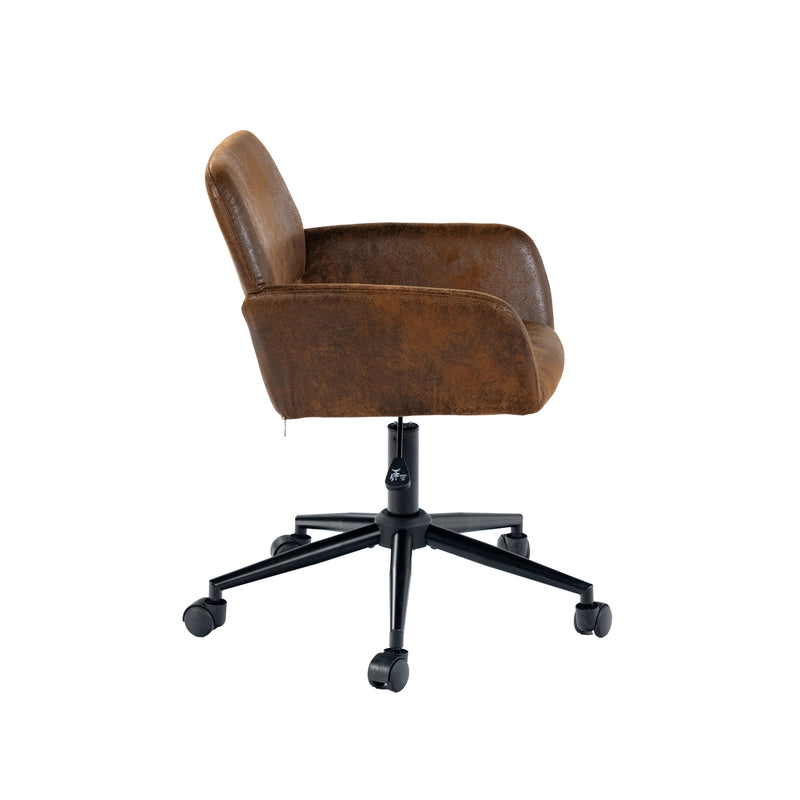 Chaise de bureau vintage en tissu suède pivotante hauteur réglable et 5 roulettes ROSS SUEDE BROWN BLACK