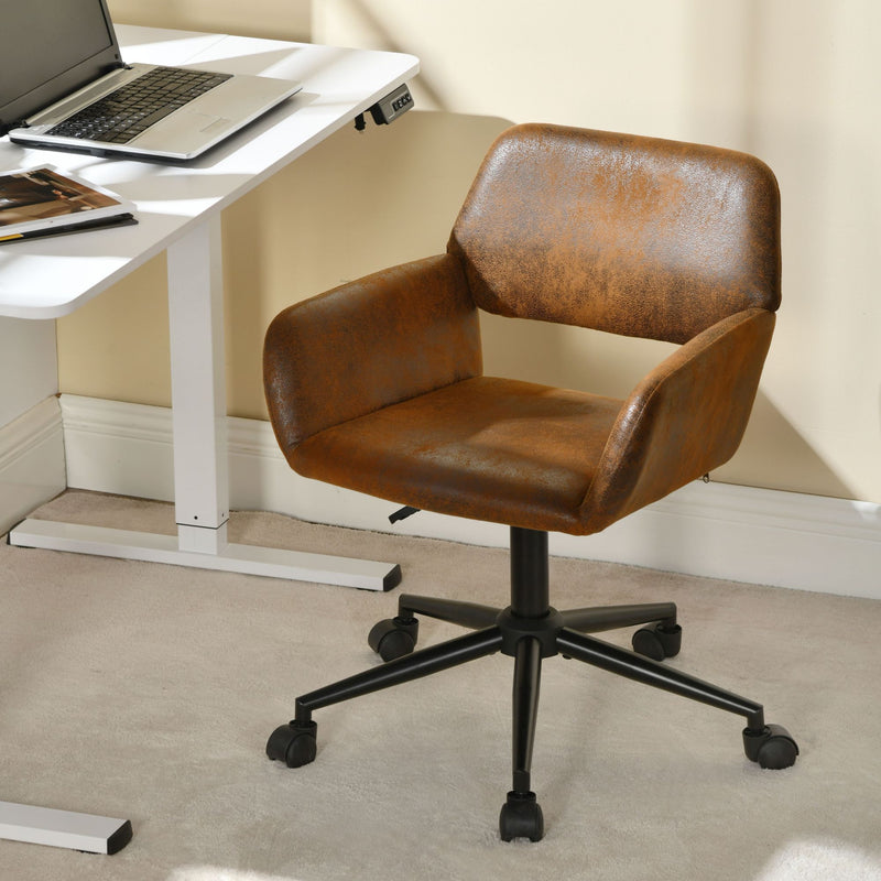 Chaise de bureau vintage en tissu suède pivotante hauteur réglable et 5 roulettes ROSS SUEDE BROWN BLACK