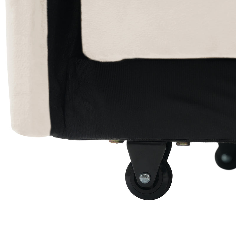 Fauteuil relax manuel convertible 3-en-1 beige velours support téléphone RAINGET