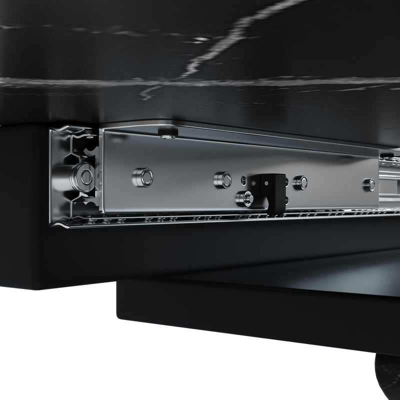 Table à manger extensible effet marbre noire 120-160cm pieds croisés RAYSTREAK