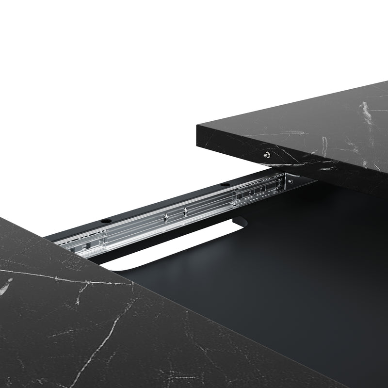 Table à manger extensible effet marbre noire 120-160cm pieds croisés RAYSTREAK