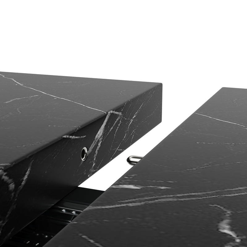 Table à manger extensible effet marbre noire 120-160cm pieds croisés RAYSTREAK