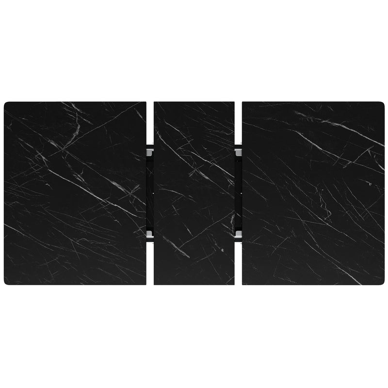 Table à manger extensible effet marbre noire 120-160cm pieds croisés RAYSTREAK