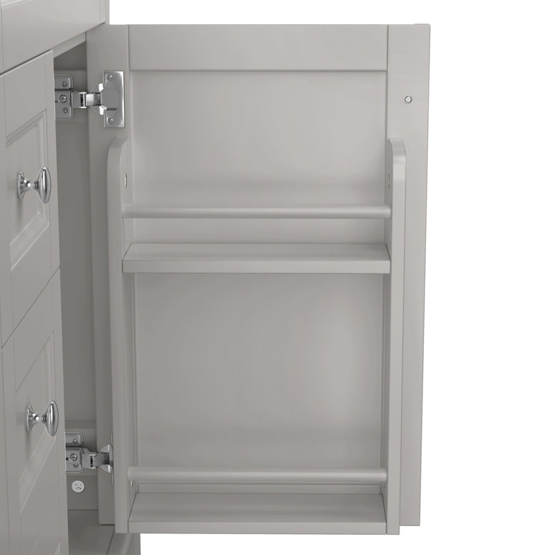 Meuble vasque gris sur pied, vasque en céramique intégrée, tiroirs à fermeture amortie et rangement (robinet non inclus) REPLICAT