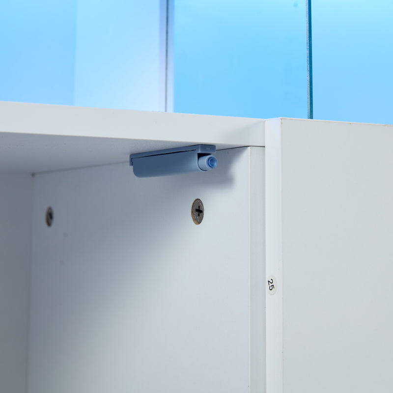 Buffet blanc brillant avec éclairage LED 2 portes 3 tiroirs REZER
