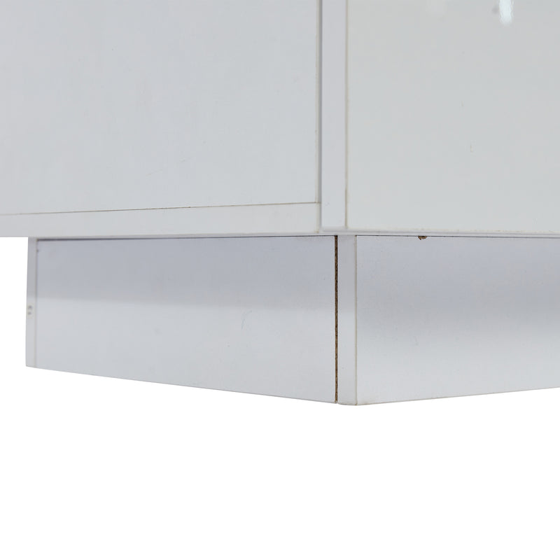 Buffet blanc brillant avec éclairage LED 2 portes 3 tiroirs REZER