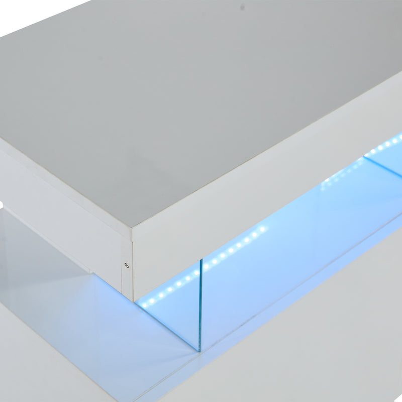 Buffet blanc brillant avec éclairage LED 2 portes 3 tiroirs REZER