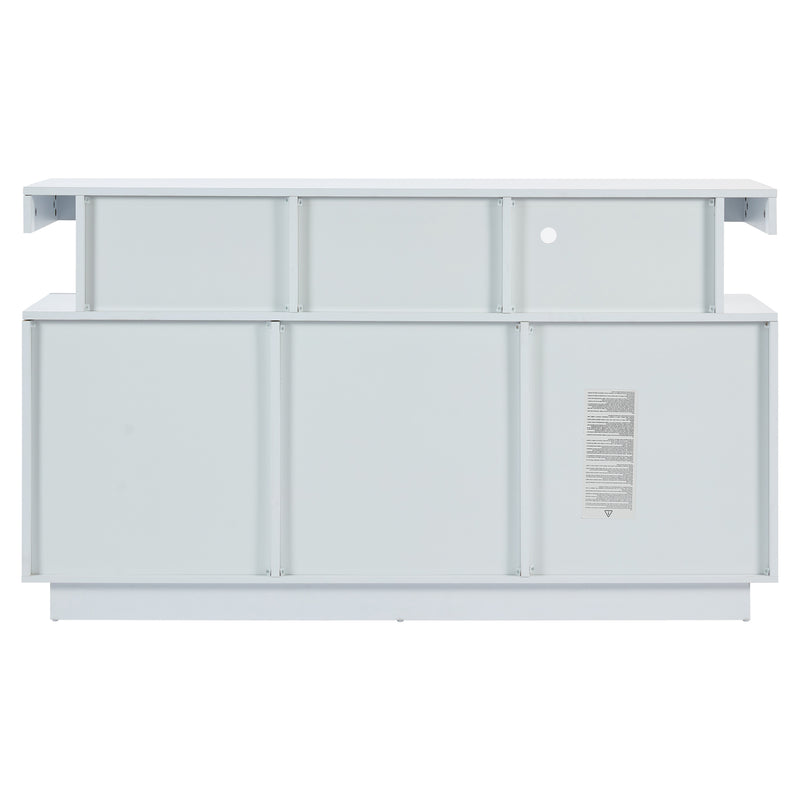 Buffet blanc brillant avec éclairage LED 2 portes 3 tiroirs REZER