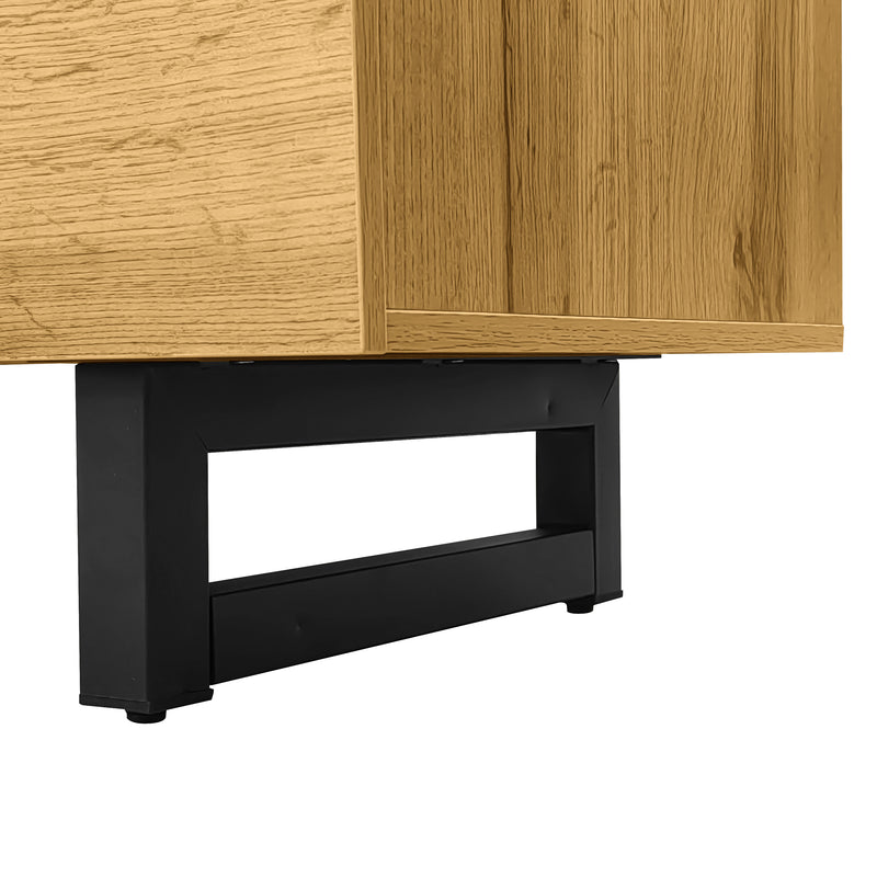 Meuble TV moderne aux couleurs contrastées avec grain de bois et gris 170 cm RIPTIDE