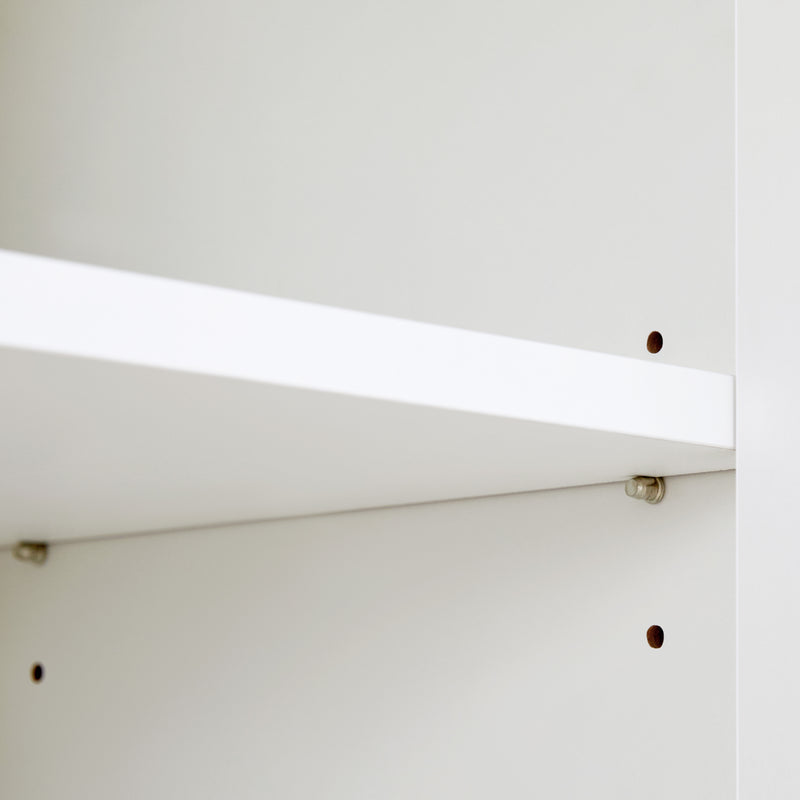 Buffet blanc 3 portes courbes pieds poignées métalliques dorées RIHMIEN