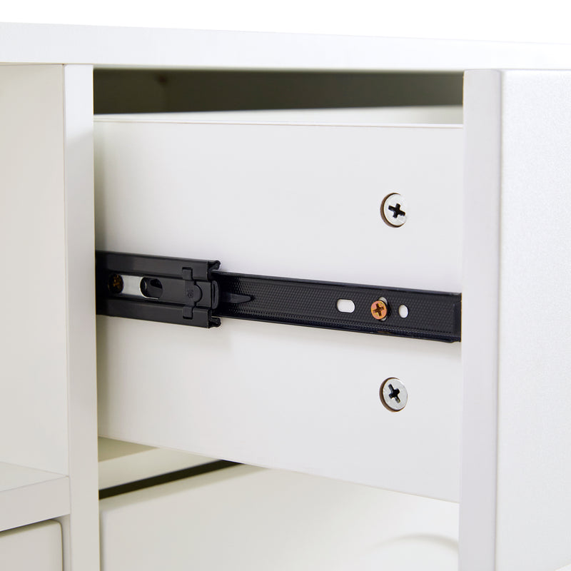 Buffet blanc 3 portes courbes pieds poignées métalliques dorées RIHMIEN