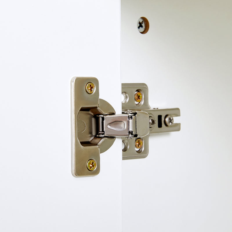Buffet blanc 3 portes courbes pieds poignées métalliques dorées RIHMIEN