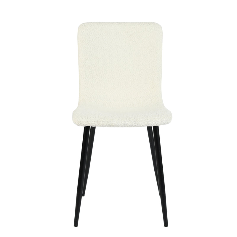 Lot de 4 chaises de salle à manger tissu bouclette blanc pied noir SCARGILL SNOW BEIGE 4PCS