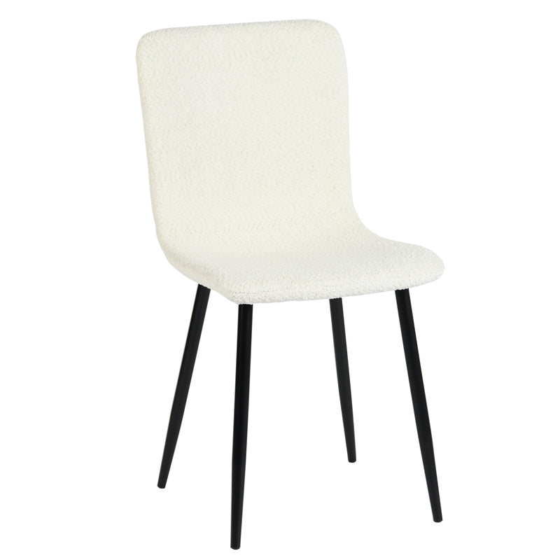 Lot de 4 chaises de salle à manger tissu bouclette blanc pied noir SCARGILL SNOW BEIGE 4PCS