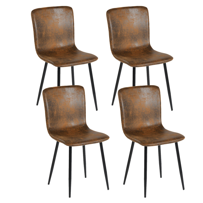 Lot de 4 chaises de salle à manger vintage marron suède pied noir SCARGILL SUEDE NL 4PCS