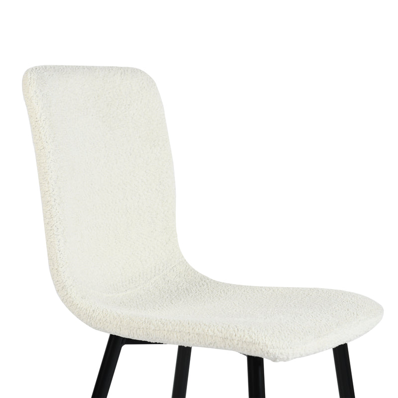 Lot de 4 chaises de salle à manger tissu bouclette blanc pied noir SCARGILL SNOW BEIGE 4PCS