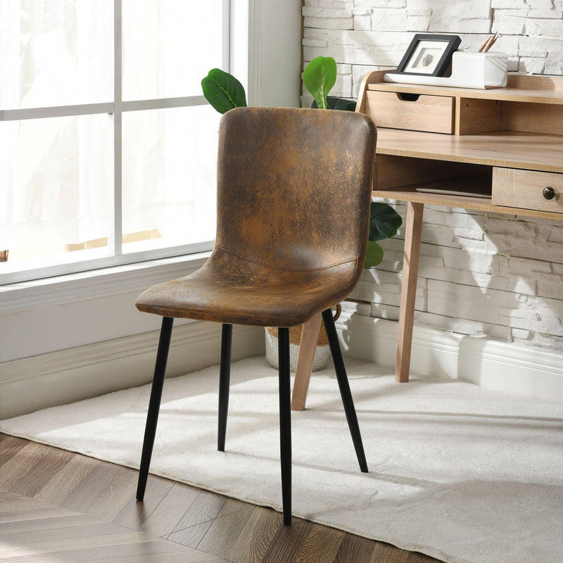 Lot de 4 chaises de salle à manger vintage marron suède pied noir SCARGILL SUEDE NL 4PCS