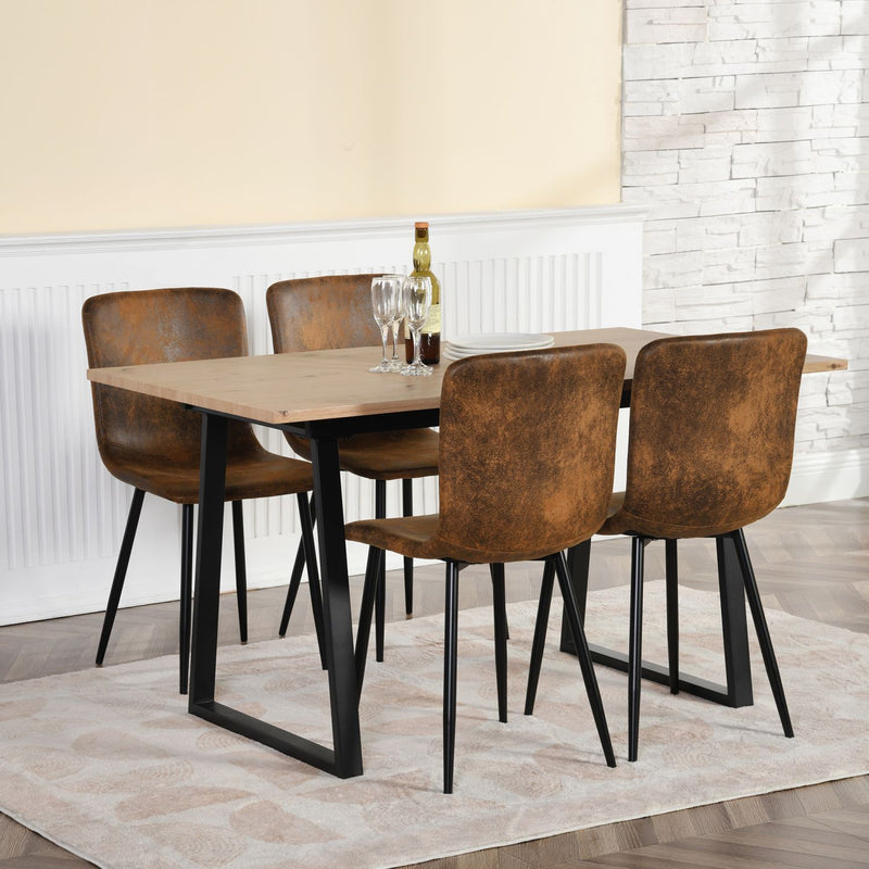 Lot de 4 chaises de salle à manger vintage marron suède pied noir SCARGILL SUEDE NL 4PCS