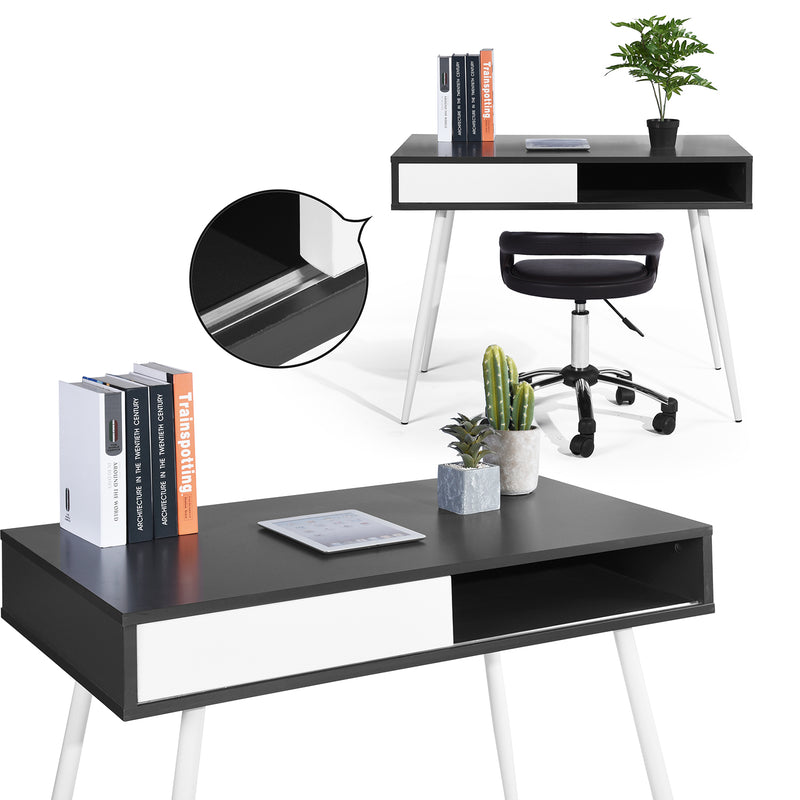 Schreibtisch mit Stauraum, 1 schwarz-weiße Schublade SHARPE E1