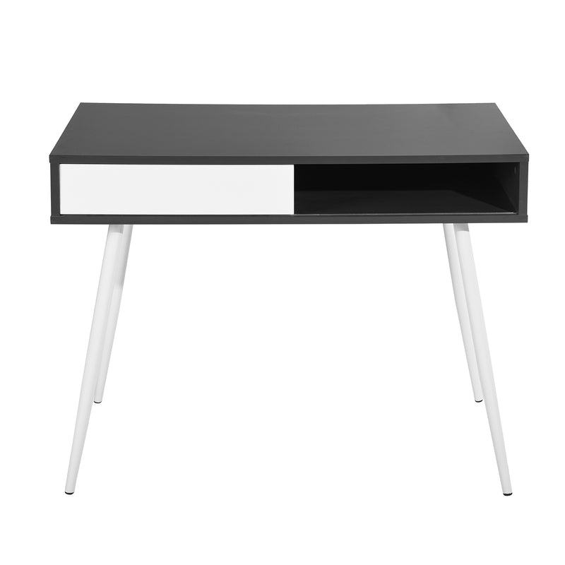 Bureau avec rangement 1 tiroir noir et blanc SHARPE E1