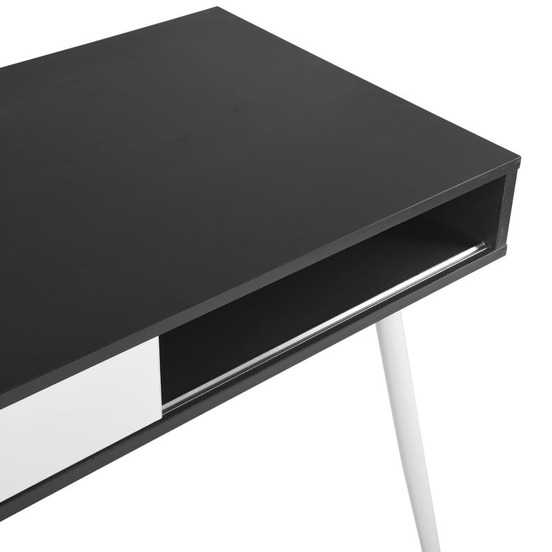 Bureau avec rangement 1 tiroir noir et blanc SHARPE E1
