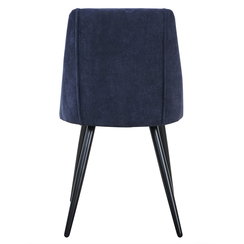 Lot de 2 chaises de salle à manger scandinave tissu bleu foncé SMEG TERRY BLUE BLACK LEG UKFR