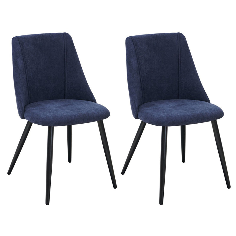 Lot de 2 chaises de salle à manger scandinave tissu bleu foncé SMEG TERRY BLUE BLACK LEG UKFR
