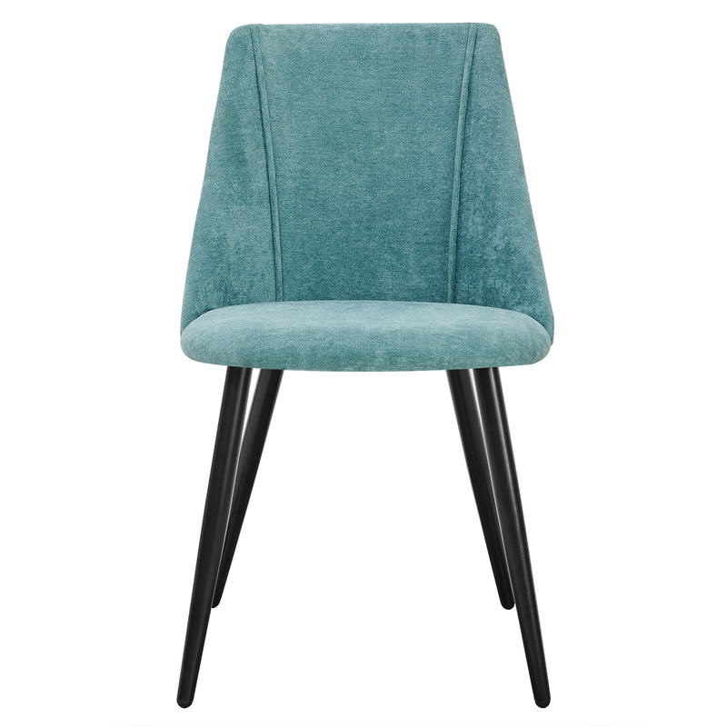 Lot de 2 chaises de salle à manger scandinave tissu vert turquois SMEG TERRY GREEN BLACK LEG UKFR