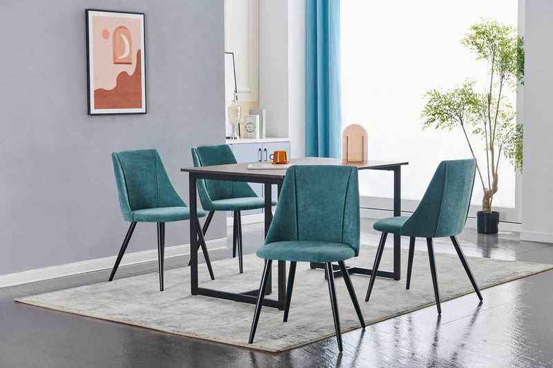 Set mit 2 skandinavischen Esszimmerstühlen aus türkisgrünem Stoff SMEG TERRY GREEN BLACK BEG UKFR