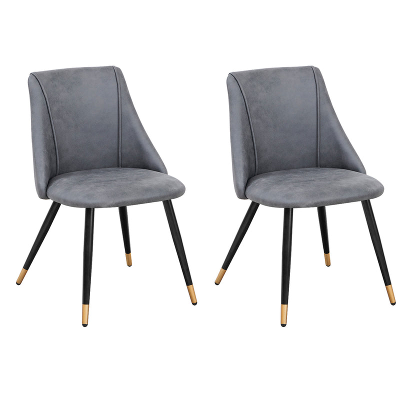 Lot de 2 chaises de salle à manger scandinave cuir synthétique gris doré rétro vintage SMEG VINTAGE GREY UKFR