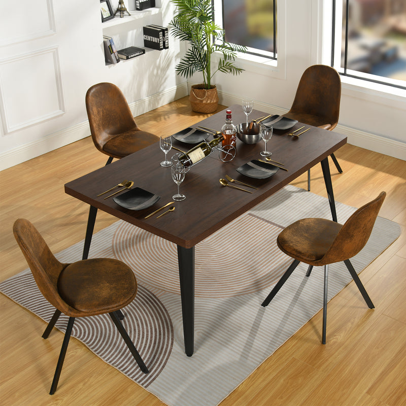 Table de salle à manger rectangulaire style industriel effet bois noyer 160x90 STAN DARK BROWN