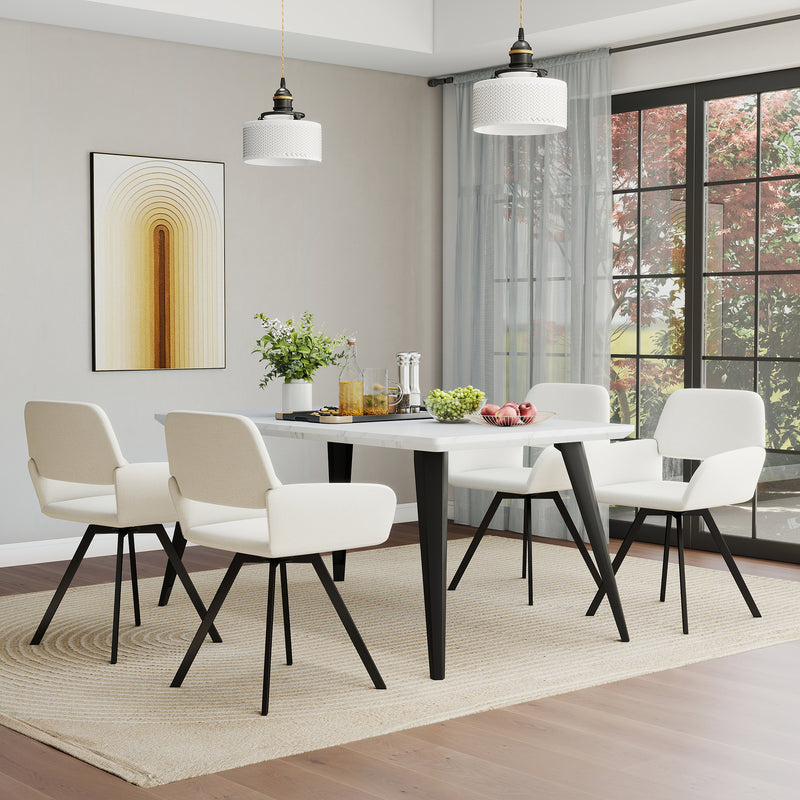 Lot de 2 chaises de salle à manger scandinaves rotative tissu beige CALIFORNIA KD BEIGE SWIVEL