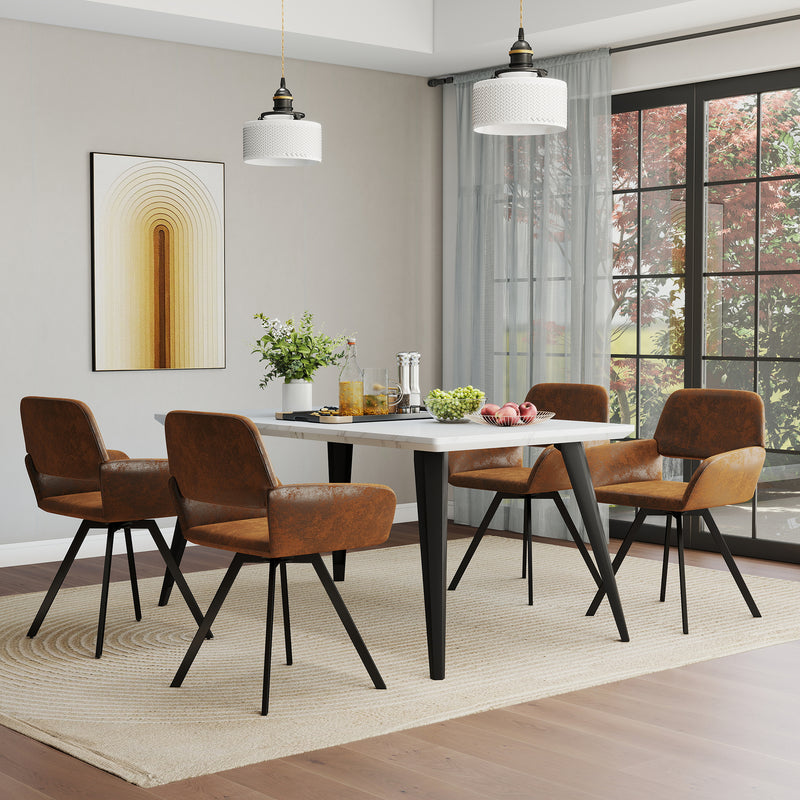 Lot de 2 chaises de salle à manger vintage pivotant tissu suède marron CALIFORNIA KD SUEDE BROWN SWIVEL