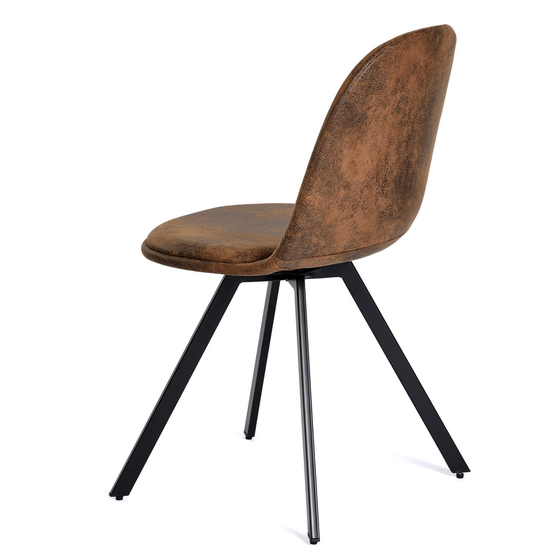 Lot de 4 chaises de salle à manger suède marron pivotant et pieds noirs SUNFLOWER SUEDE BROWN 4PCS