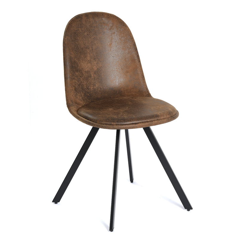 Lot de 4 chaises de salle à manger suède marron pivotant et pieds noirs SUNFLOWER SUEDE BROWN 4PCS