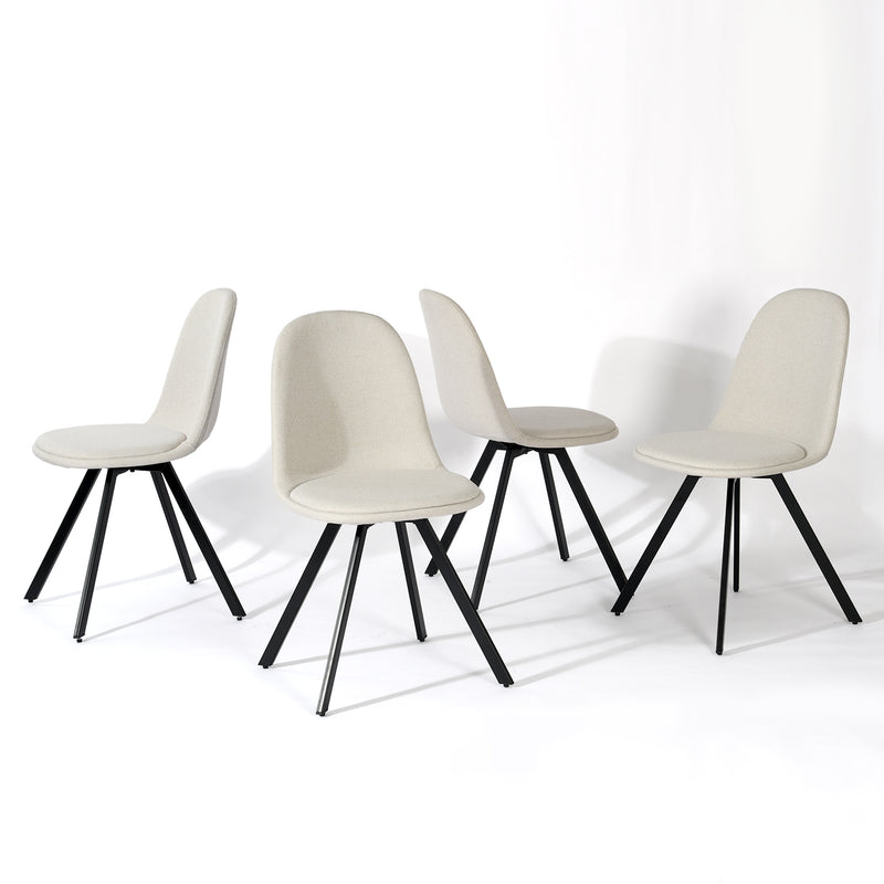 Lot de 4 chaises de salle à manger pivotants tissu beige et pieds noirs SUNFLOWER BEIGE 4PCS