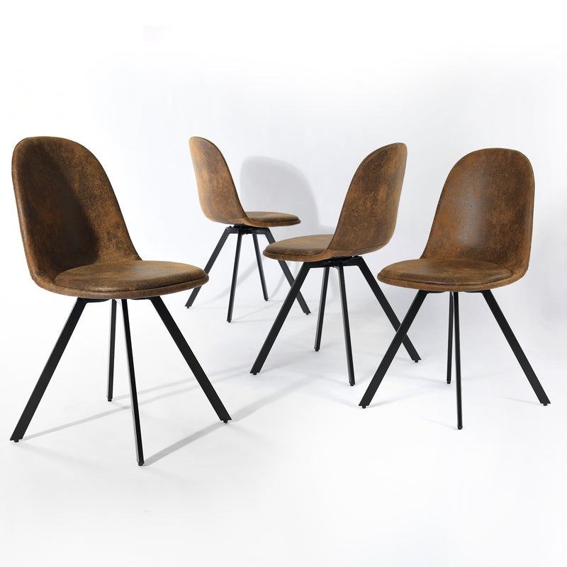 Lot de 4 chaises de salle à manger suède marron pivotant et pieds noirs SUNFLOWER SUEDE BROWN 4PCS