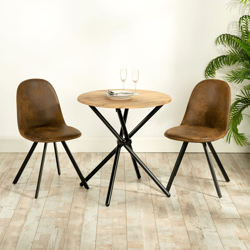 Lot de 4 chaises de salle à manger suède marron pivotant et pieds noirs SUNFLOWER SUEDE BROWN 4PCS