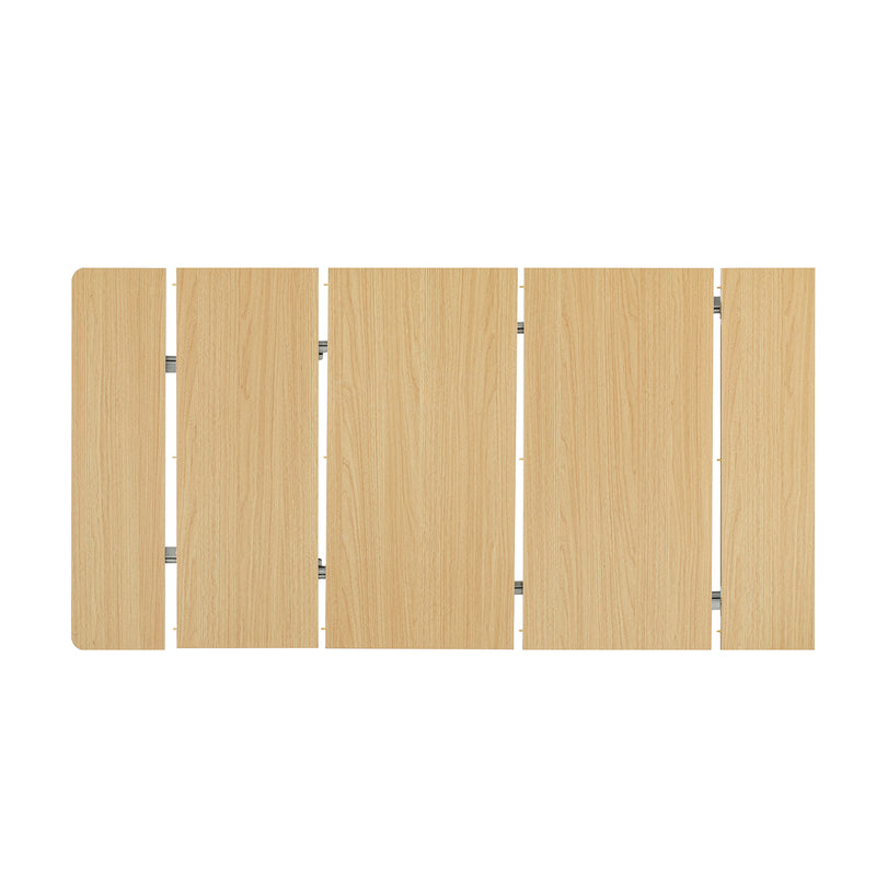 Îlot de cuisine mobile et table à manger extensible avec roulettes, éclairage LED avec prises intégrées (blanc et bois naturel) SALNIED